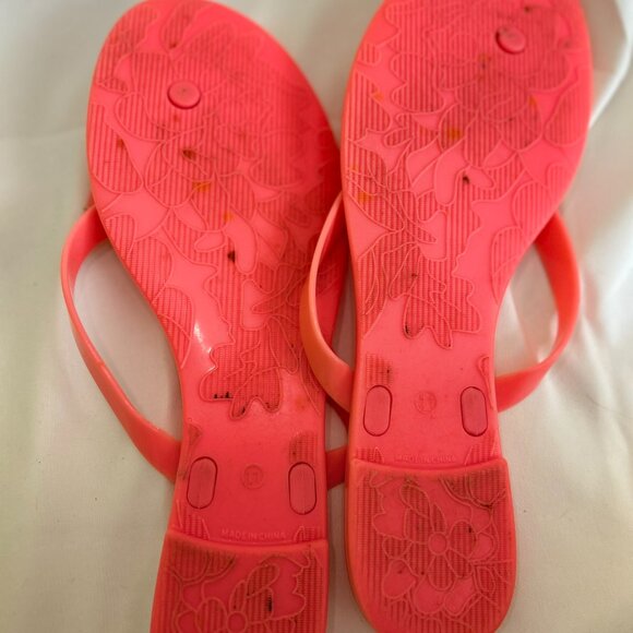 Used Enzo Angiolini Coral Jelly Bow Flip Flops 11 Women's Thong Sandals - Picture 7 of 11